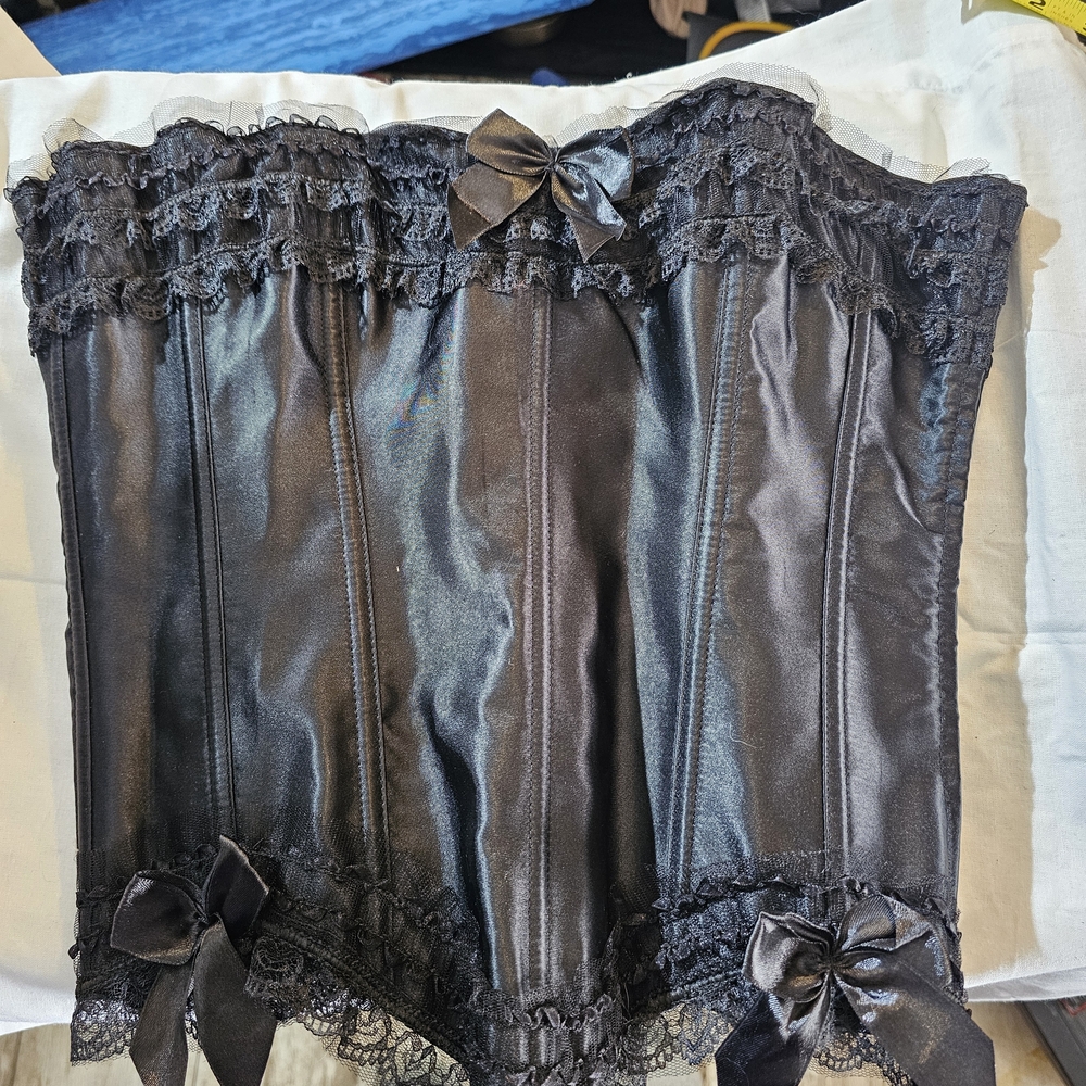 Corset & Tutu Set Satin Chic Black Lace Bandeau Costume Renn Fest - Picture 15 of 16